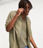 Collusion Oversized Jersey Shirt In Khaki Pique Fabric - Part Of A Set-green