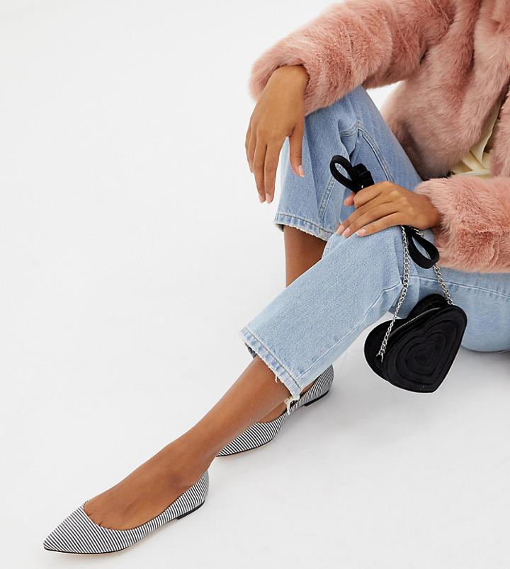 Asos Design Latch Pointed Ballet Flats In Stripe-multi