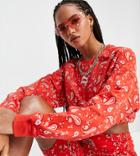 Puma Off Beat Paisley Print Cropped Sweatshirt In Red