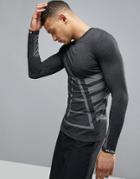 Ki5-a Abscon Long Sleeve Seamless Top In Black Marl - Gray