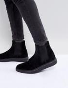 Asos Chelsea Boots In Black Suede With Faded Hybrid Sole - Black