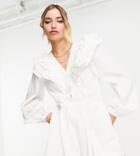 In The Style X Lorna Luxe Exaggerated Frill Detail Volume Sleeve Romper In White
