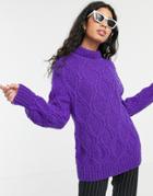People Tree Hand Knitted Fisherman's Sweater-purple
