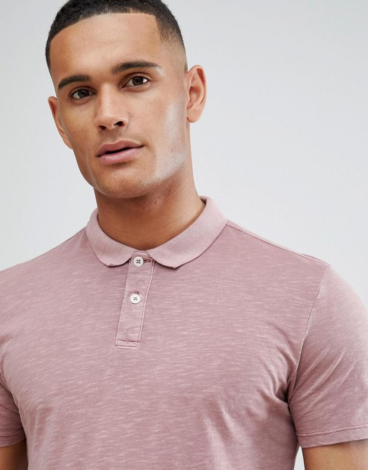Selected Overdye Slim Fit Polo Shirt - Pink