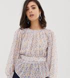 Dusty Daze Long Sleeved Top In Metallic Daisy-blue