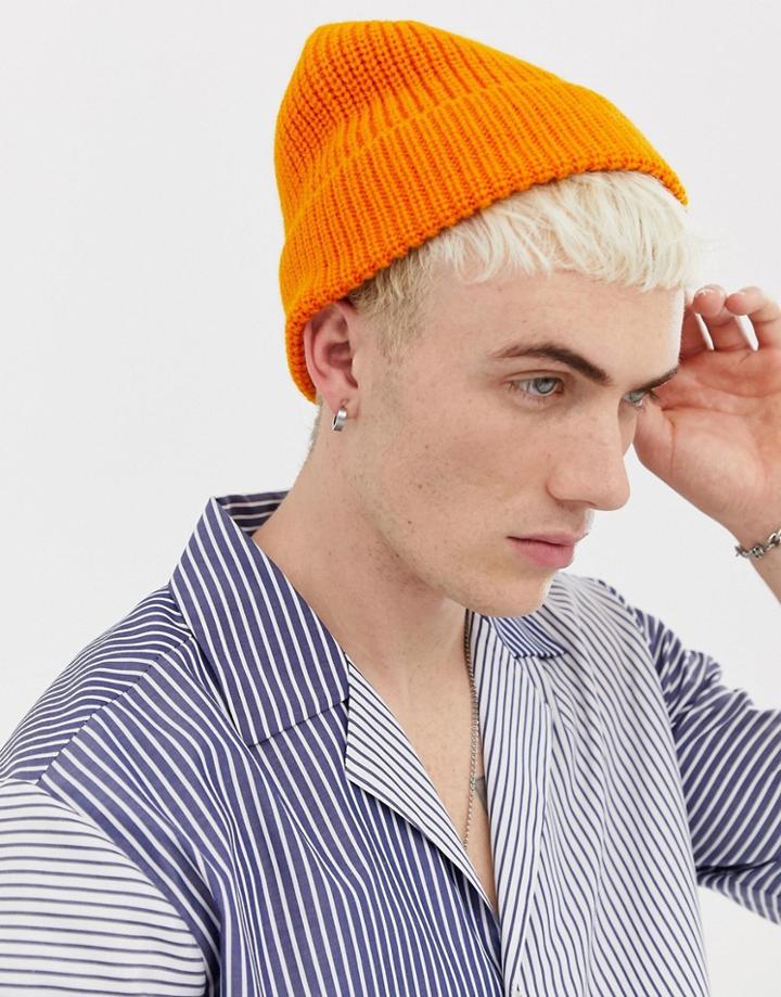 Weekday Frank Knit Beanie In Orange - Orange