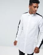 Asos Regular Fit Super Longline Oxford Shirt In Monochrome - White