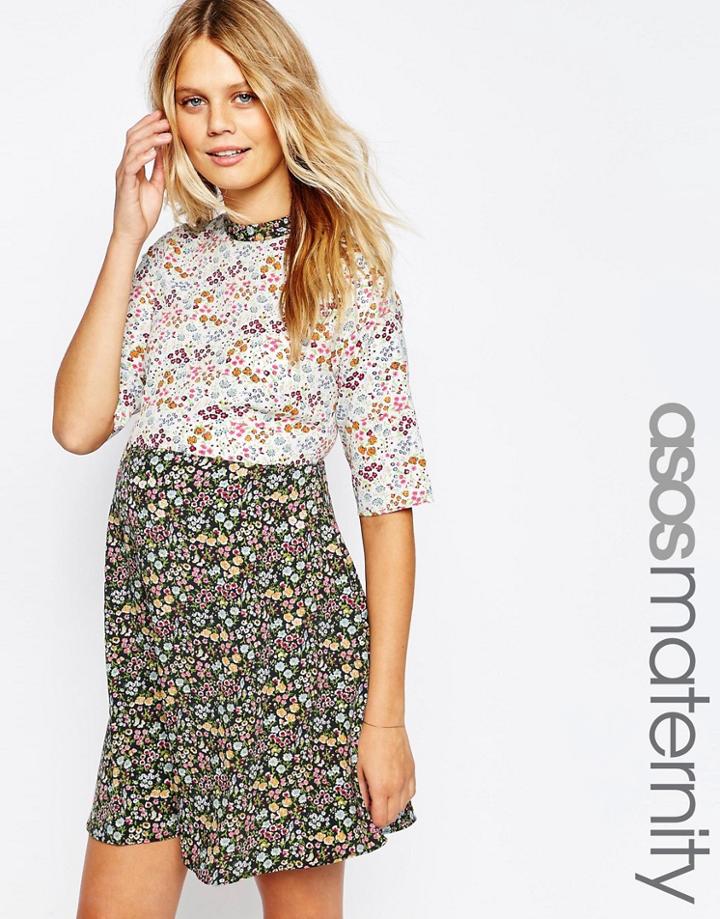 Asos Maternity Ditsy Skater Dress - Multi