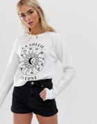 Asos Design Sweatshirt With Zodiac Print-white