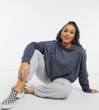 Noisy May Curve Cropped Hoodie With Pockets In Blue-grey