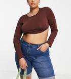 Simply Be Longline Denim Shorts In Mid Blue