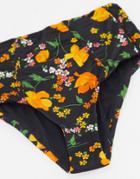 Asos Design Picot Trim High Waist Panelled Bikini Bottom In Enchanted Floral Print-multi
