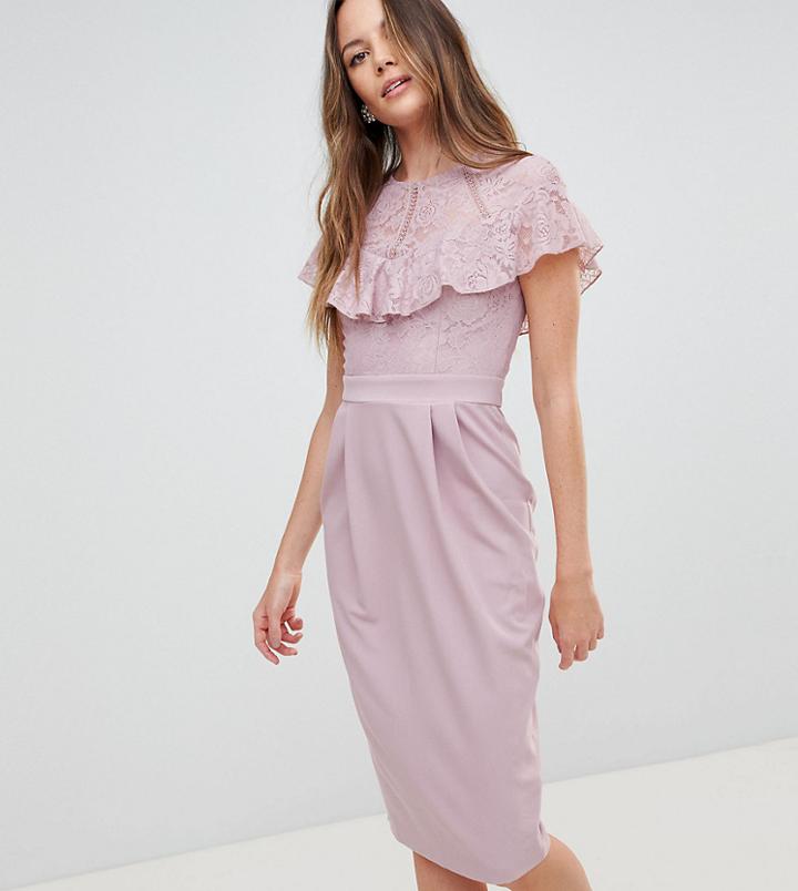 Asos Tall Lace Insert Pencil Midi Dress - Black