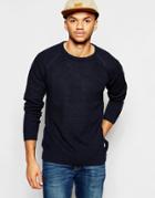 Jack & Jones Textured Knitted Sweater With Raglan Sleeves - Navy