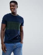 Asos Design T-shirt In Towelling With Contrast Body Panel In Navy - Navy