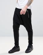 Asos Lightweight Extreme Drop Crotch Jogger With Zip Pockets - Black