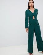 Asos Design Jumpsuit With Cut Out Detail And Wide Leg - Black
