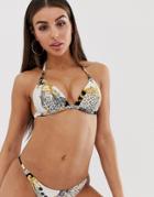 Lipsy Scarf Print Triangle Bikini Top - Multi