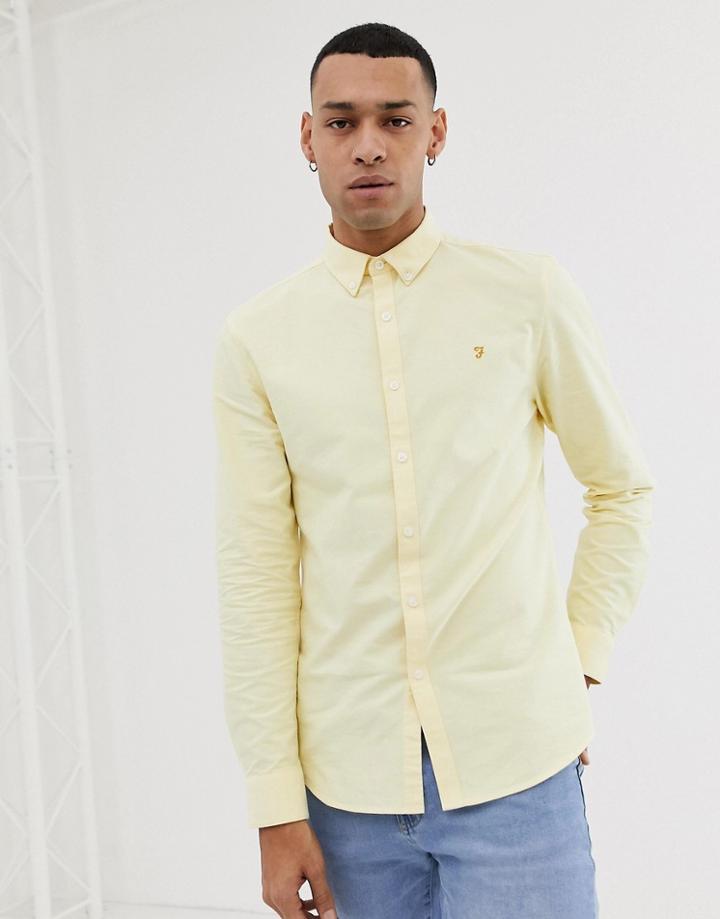 Farah Brewer Slim Fit Oxford Shirt In Yellow
