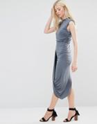 Wal G Dress With Asymmetric Hem - Gray