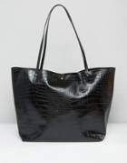 Asos Croc Bonded Shopper Bag - Black