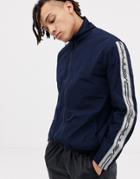 Mennace Track Jacket With Logo Side Stripes - Navy