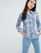 Vero Moda Shila Acid Wash Denim Shirt In Blue - Blue