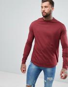 Asos Oversized Long Sleeve T-shirt With Slim Arm - Red