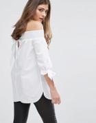 Miss Selfridge Barot Tunic Top - White