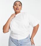 Asos Design Curve Seam Detail Boxy T-shirt In White
