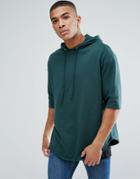 Asos Oversized Longline Short Sleeve Hoodie - Green