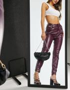 Parisian Faux Leather Pants In Wine-red