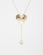Asos Flower Charm Drop Necklace - Gold