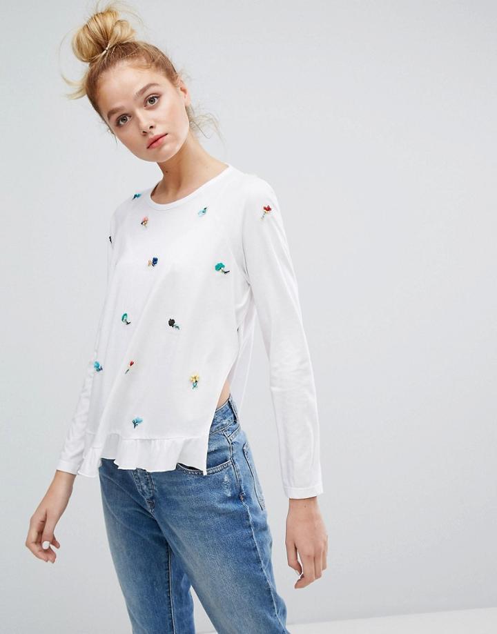 Sonia By Sonia Rykiel Embellished Long Sleeve T-shirt - White