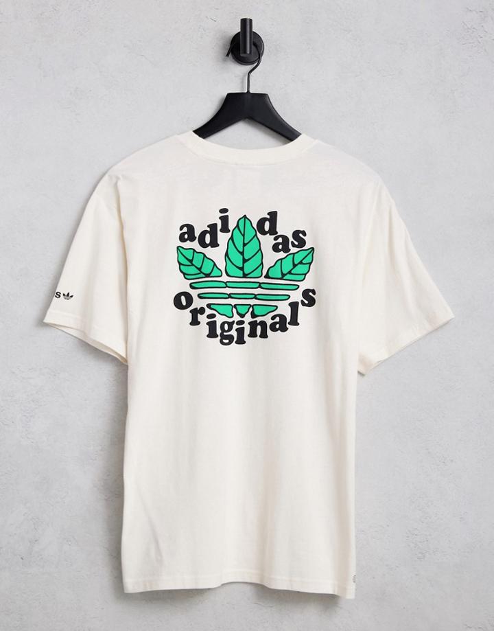 Adidas Originals Graphics Trefoil Backprint Leaves T-shirt In Non Dye-neutral