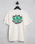 Adidas Originals Graphics Trefoil Backprint Leaves T-shirt In Non Dye-neutral