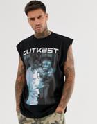 Asos Design Outkast Oversized Sleeveless T-shirt-black