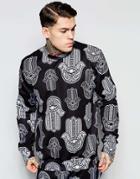 Jaded London Sweatshirt With Hamsa Print - Black