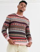 Asos Design Lambswool Fairisle Sweater-multi
