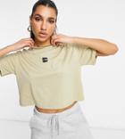 The North Face Central Logo Cropped T-shirt In Beige Exclusive To Asos-white