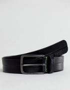 Boss Athleisure Timothy Leather Logo Belt In Black - Black
