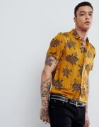 Asos Design Regular Fit Viscose Floral Print Shirt - Yellow