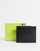 Ted Baker Meoe Embossed Logo Leather Bi-fold Wallet In Black