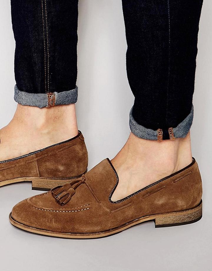 Selected Homme Ley Suede Tassel Loafers - Beige