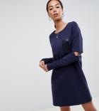 Noisy May Tall Long Sweater With Buckle Sleeves - Blue