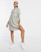 Unique21 Mini Smock Dress In Green Floral