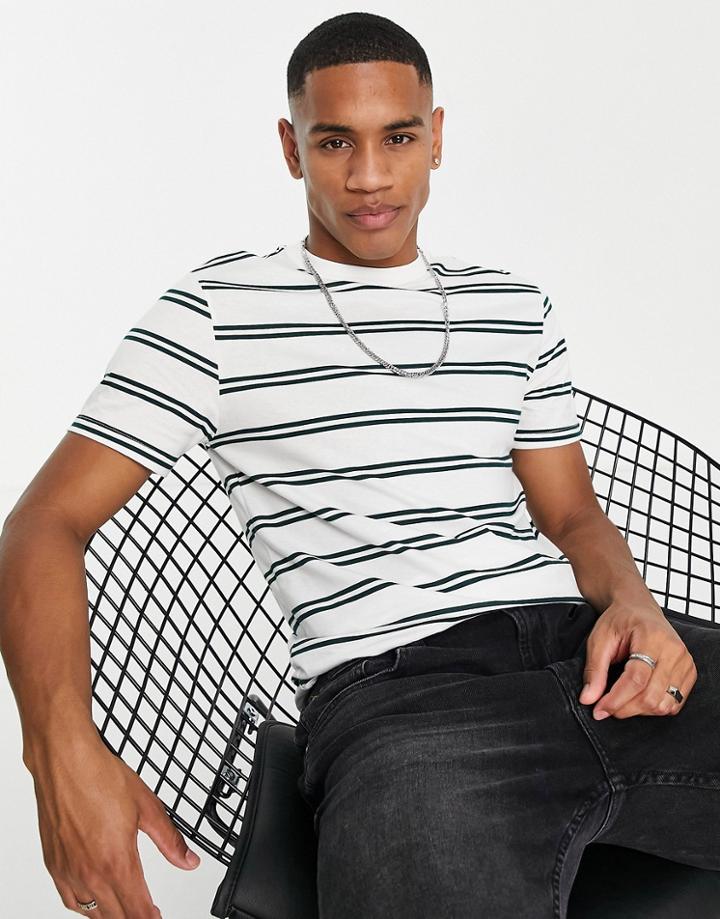 River Island Oversized T-shirt In Green & White Stripe