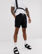 Asos Design Cargo Swim Shorts In Black