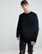 Asos Relaxed Fit Sweater In Black - Black