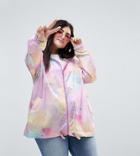 Asos Curve Rainwear Jacket With Fanny Pack In Pastel Spray Paint - Multi